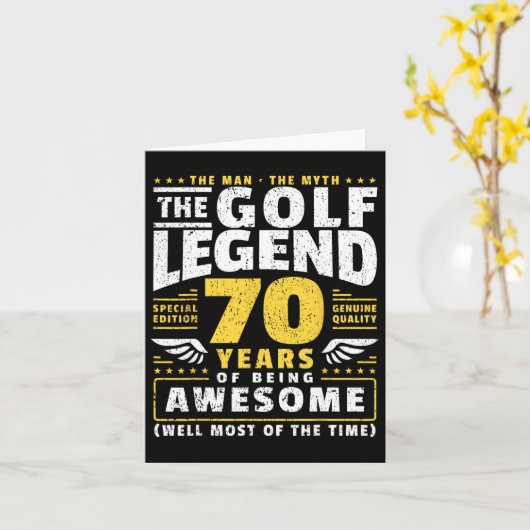 70e verjaardag golfspeler 70 jaar oud golfer kaart (Gele Bloem)