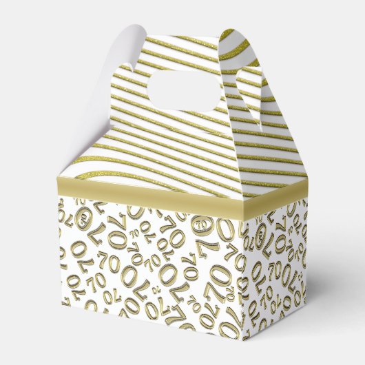 70e verjaardag Goud/Wit Getal Patroon Bedankdoosjes (Achterkant)