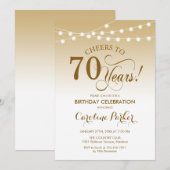 70e verjaardag - Goud Wit Kaart (Voorkant / Achterkant)
