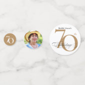 70e verjaardag goud wit kalligrafie elegante foto confetti (Voorkanten)