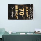 70e verjaardag Gouden ballonverlichting Zwart Verj Spandoek (Beurs)