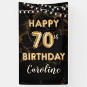 70e verjaardag Gouden ballonverlichting Zwart Verj Spandoek (Verticaal)