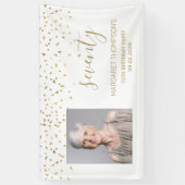70e verjaardag Gouden Confetti Driehoeken Foto wit Spandoek (Verticaal)