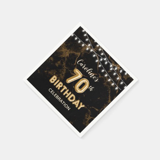 70e verjaardag Gouden folie Ballonnen & String Lig Servet (Hoek)