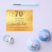 70e verjaardag gouden glitter budget save the date flyer (Enkel)