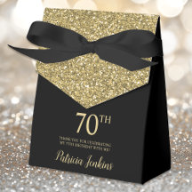 70e verjaardag Gouden Glitter Dank je wel