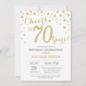 70e verjaardag Gouden Glitter Diamond uitnodiging (Voorkant)