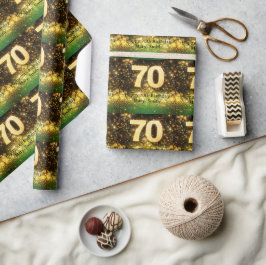 70e verjaardag gouden glitters cadeaupapier