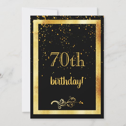 70e verjaardag gouden lijst zwart kaart (Voorkant)
