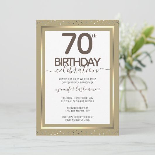 70e verjaardag goudofficiële uitnodiging (Staand voorkant)