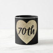 70e verjaardag goudsequine hartslag mok (Midden)