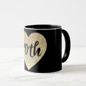 70e verjaardag goudsequine hartslag mok (Voorkant rechts)