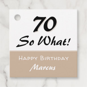 70e verjaardag Grappig citaat Beige Modern Bedankjes Labels