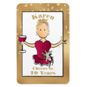 70e Verjaardag Grappige Cartoon Proost 70 Rode Wij Magneet (Verticaal)