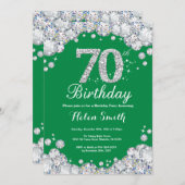 70e verjaardag groene en zilver Diamond Kaart (Voorkant / Achterkant)