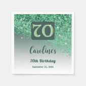 70e verjaardag  groene glitter servet (Voorkant)