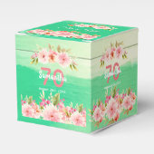 70e verjaardag groene houtfloralen rustic dank u bedankdoosjes (Voorkant Zijde)