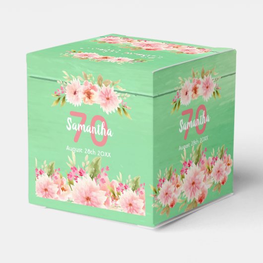 70e verjaardag groene houtfloralen rustic dank u bedankdoosjes (Achterkant)