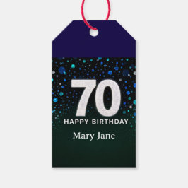 70e verjaardag groene toon Groene Zilver Bokeh Cadeaulabel