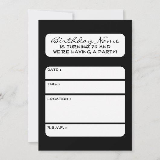 70e verjaardag: Halftoonwijnfles & glas Kaart (Achterkant)