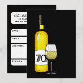 70e verjaardag: Halftoonwijnfles & glas Kaart (Voorkant / Achterkant)