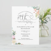 70e verjaardag Hart Script Bloem Monogram Kaart (Staand voorkant)