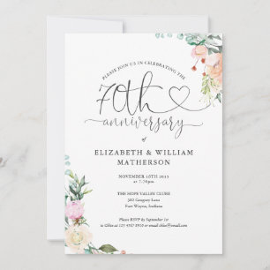 70e verjaardag Hart Script Bloem Monogram Kaart