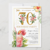 70e verjaardag Hawaiian Tropical Cocktail Party Kaart (Voorkant)
