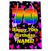 70e verjaardag: Heatpatroon liefhebbend, regenboog Medium Cadeauzakje (Voorkant)