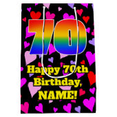 70e verjaardag: Heatpatroon liefhebbend, regenboog Medium Cadeauzakje (Achterkant)