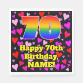 70e verjaardag: Heatpatroon liefhebbend, regenboog Servet (Voorkant)