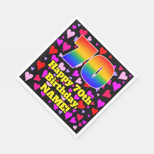 70e verjaardag: Heatpatroon liefhebbend, regenboog Servet (Hoek)