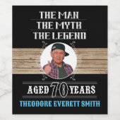 70e verjaardag het Man de mythe de Legendfoto Wijn Etiket (Enkel label)