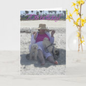 70e verjaardag, honden, strandkaart. kaart (Gele Bloem)