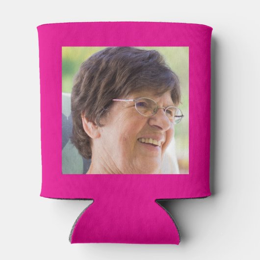 70e Verjaardag Hot Pink Gold Photo Template Blikjeskoeler (Achterkant)