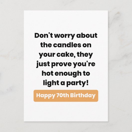 70e Verjaardag Humor Kaart (Voorkant)