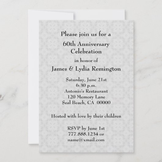 70e verjaardag Huwelijksjubileum Platina Z03 Kaart (Achterkant)