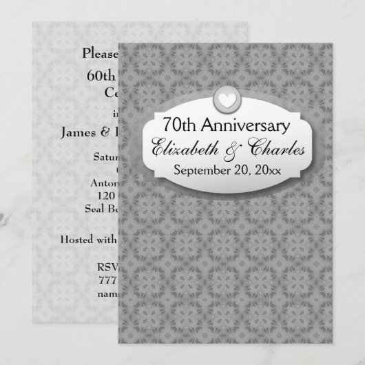 70e verjaardag Huwelijksjubileum Platina Z03 Kaart (Voorkant / Achterkant)