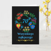 70e verjaardag in het Pools Wszystkiego najlepszeg Kaart (Gele Bloem)