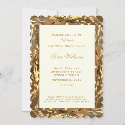 70e verjaardag Jubileum Gold Ivory Elegant Kaart (Achterkant)