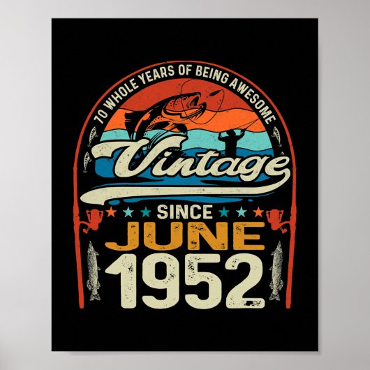 70e verjaardag juni 1952 70 jaar oud poster (Voorkant)