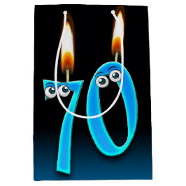 70e verjaardag kaarsen Middelgrote Gift Bag Medium Cadeauzakje