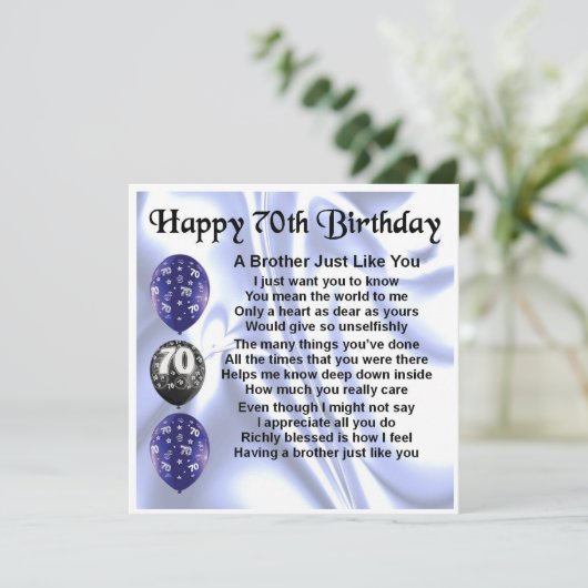 70e verjaardag kaart - broer (Staand voorkant)