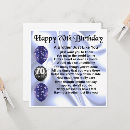 70e verjaardag kaart - broer (Voorkant / Achterkant in situ)