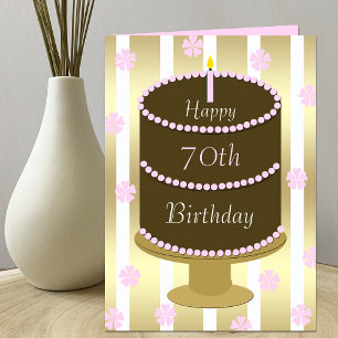 70e verjaardag Kaart Cake in Roze