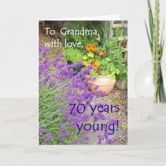70e verjaardag Kaart voor oma - Flower Garden (Voorkant)