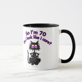 70e verjaardag kat cadeaus mok
