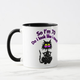 70e verjaardag kat cadeaus mok