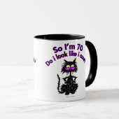70e verjaardag kat cadeaus mok (Voorkant rechts)