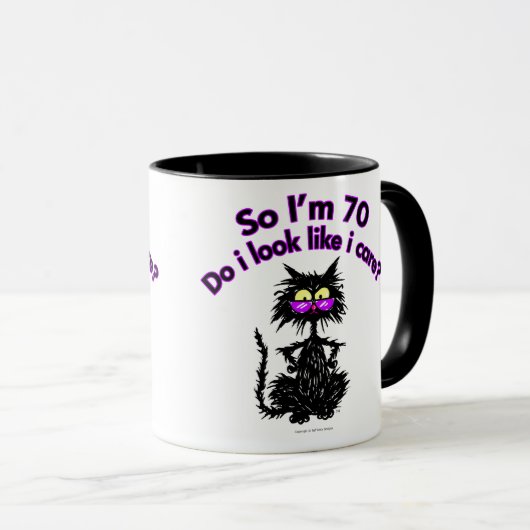 70e verjaardag kat cadeaus mok (Voorkant rechts)